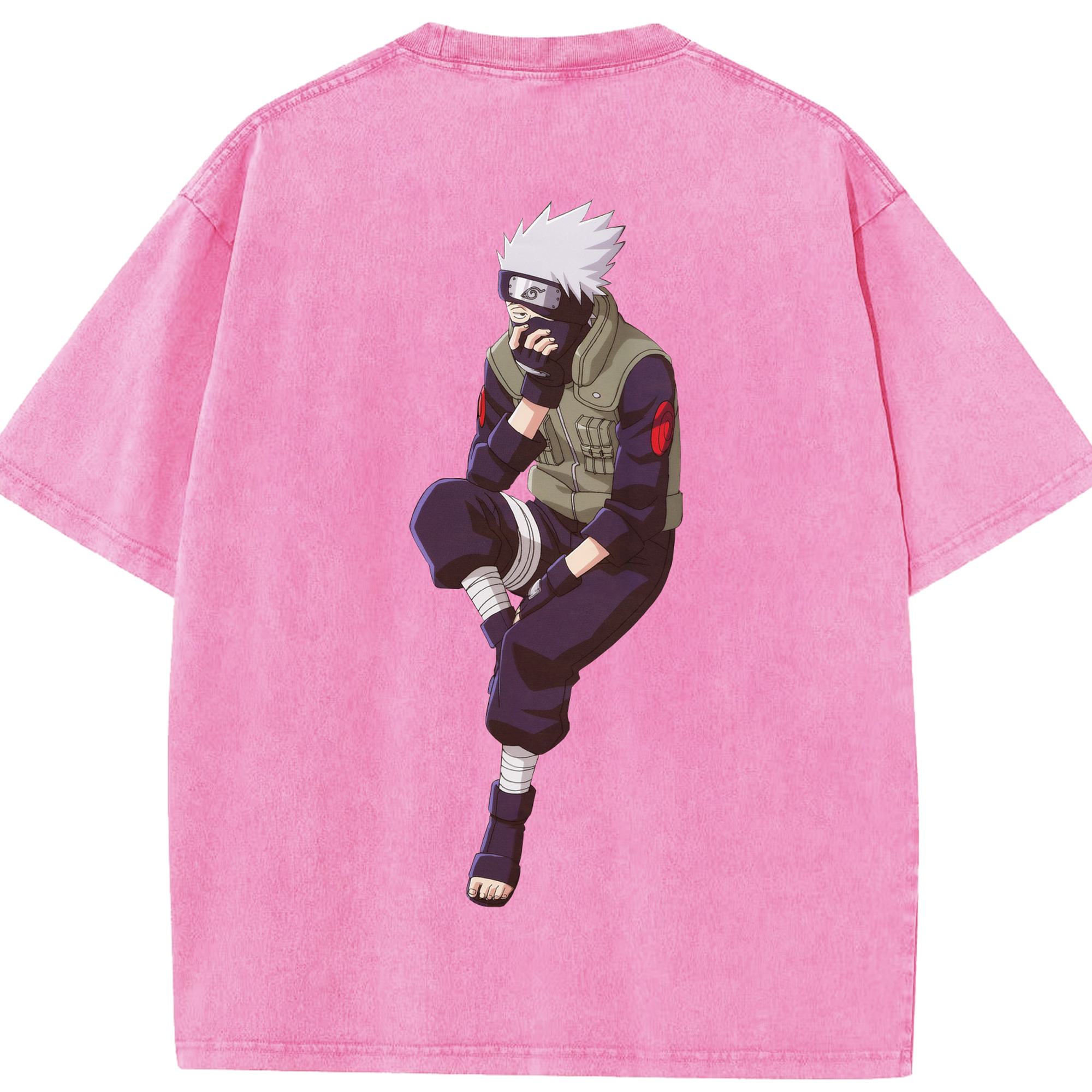 （画像用） NARUTO -ナルト- はたけ カカシ Hatake Kakashi 綿100% ヴィンテージ風 半袖Tシャツ（背面プリント）